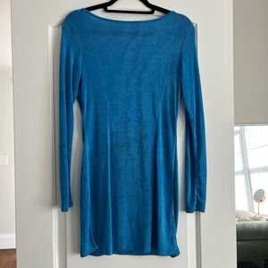 Blue Long Sleeve Dress- Backless Dress